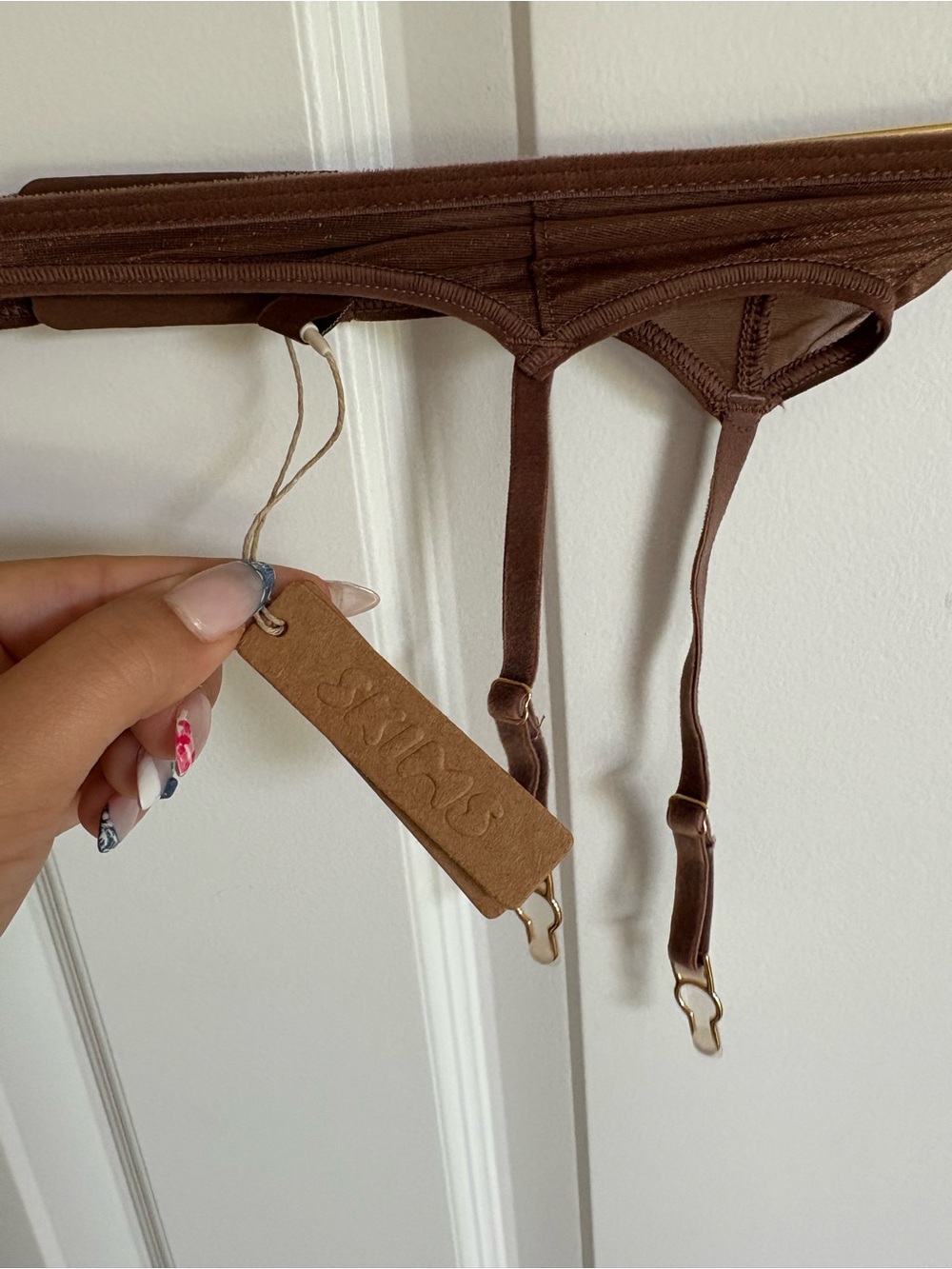 SKIMS Brown Garter Belt